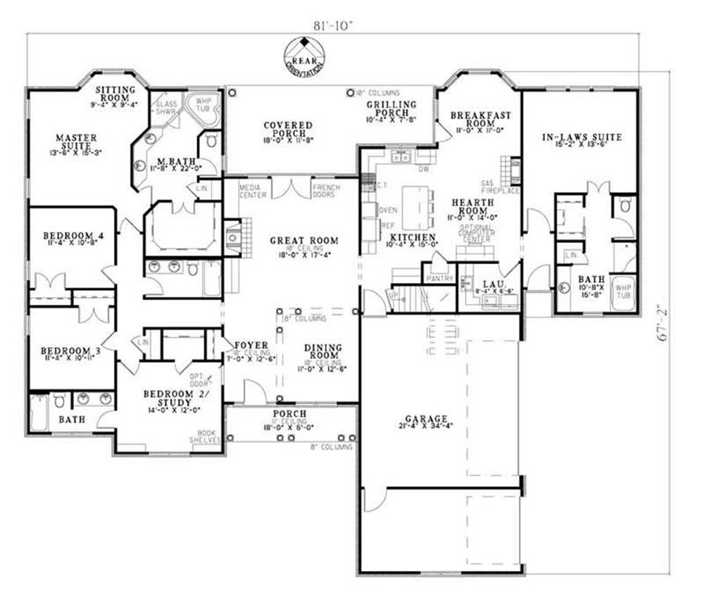 Floor Plan Main Level of In-Law Suite Plan #153-1868